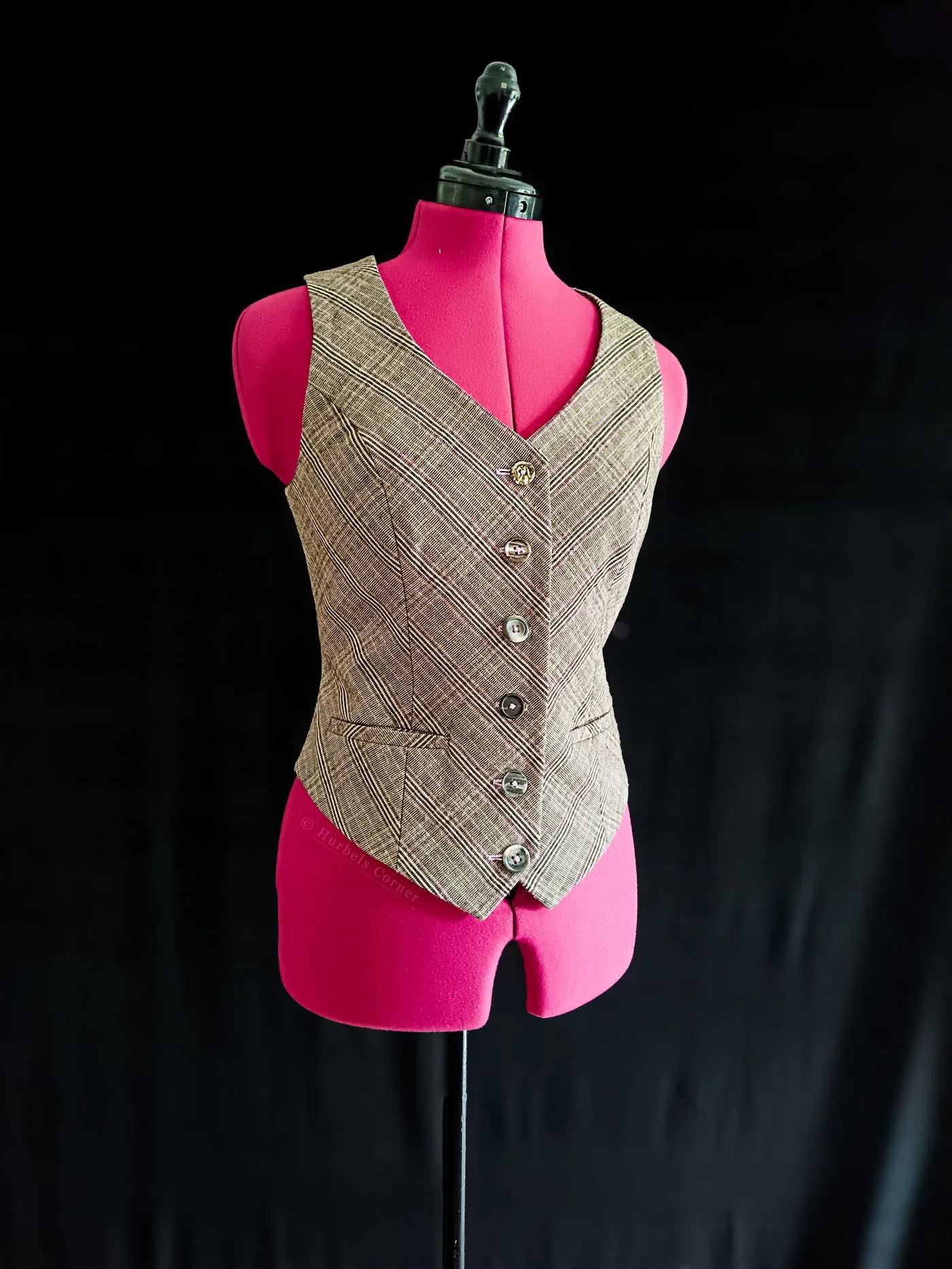 Checked women's waistcoat